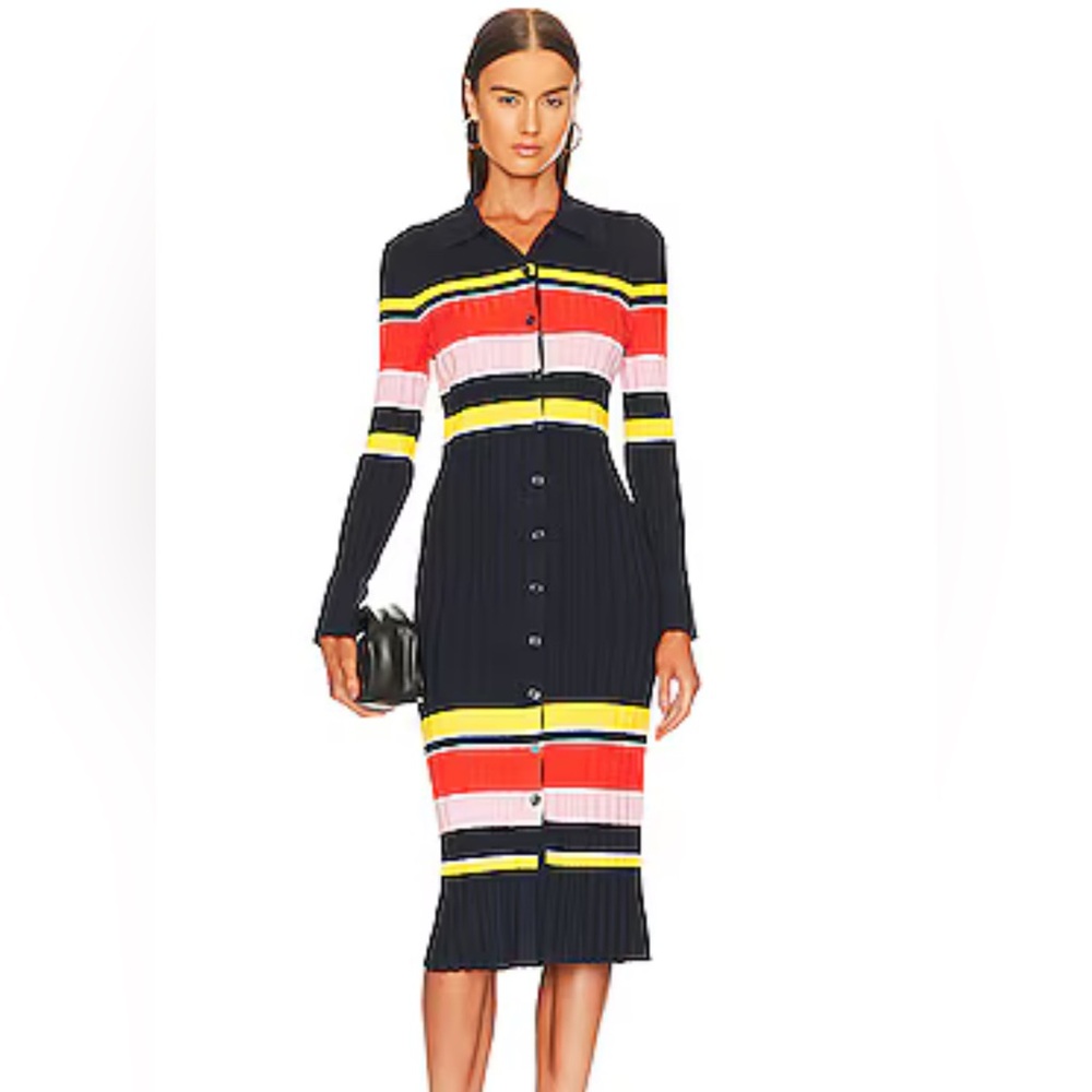 🌈 MILLY Polo Cardigan Dress in Navy Multi